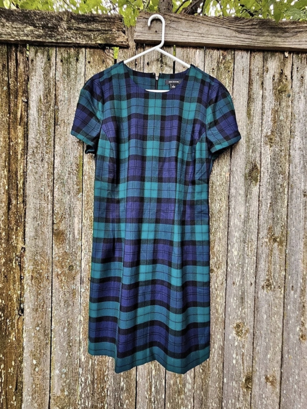 Ann Taylor Plaid Midi Dress in Blue & Green Size Medium
